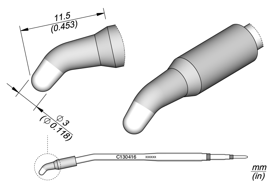C130416 - Conical Bent Cartridge Ø 3